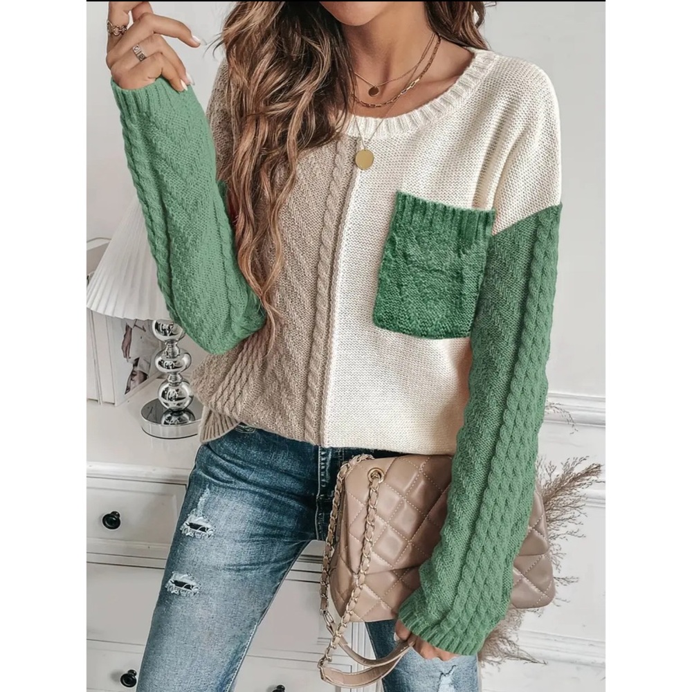 Vinyard Green color block patched pocket sweater size L (8-10) - Picture 6 of 7